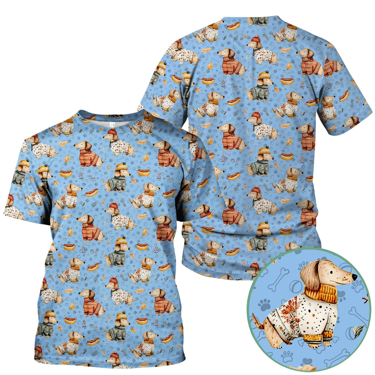 Autumn Dachshund Scrub Top - Cute Wiener Dog Nurse Shirt for Women - Cozy Fall Medical Uniform RN CNA LPN Thanksgiving Gift