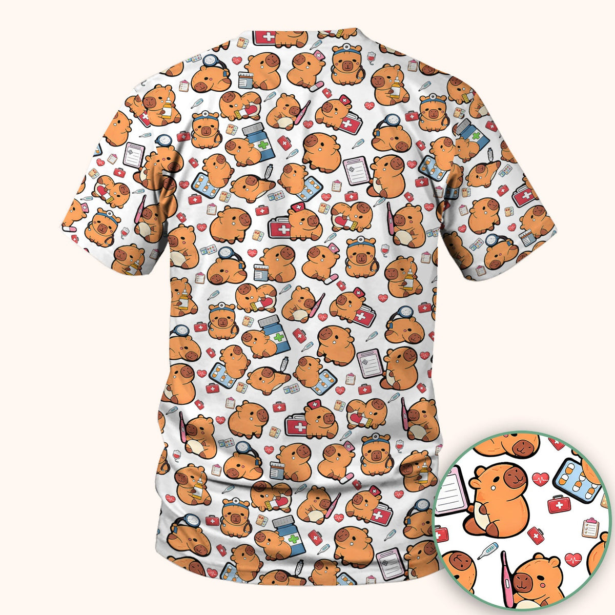 Capybara Stethoscope Medical Tools Nurse Scrub Top