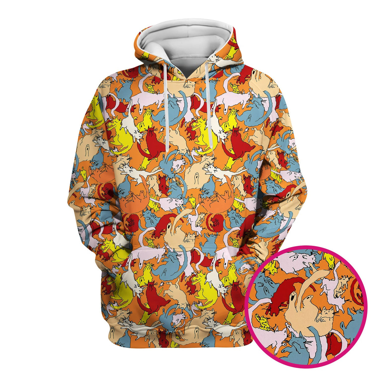Colorful Cat Chaos Illustration Nurse Scrub Top
