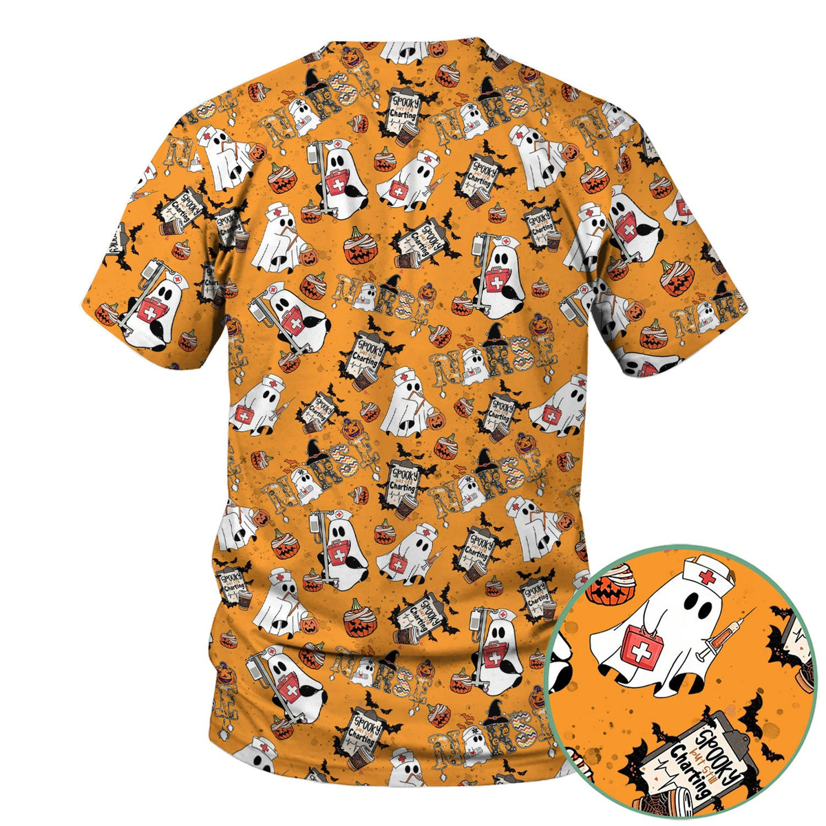 Spooky But Still Charting Nurse Scrub Top - Halloween Gift