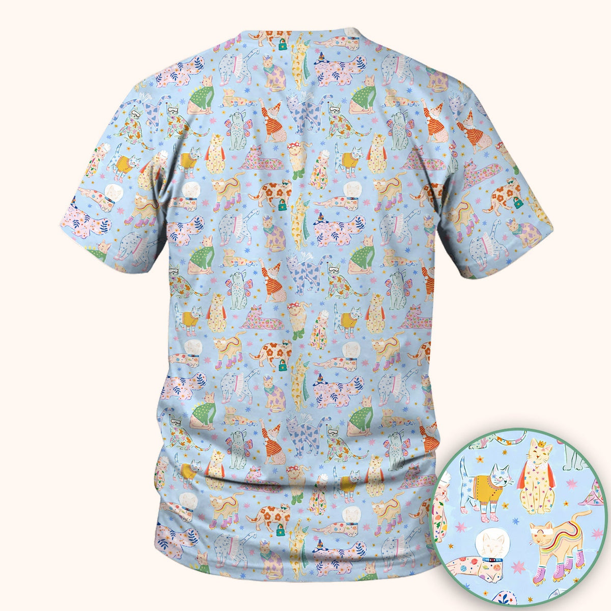 Colorful Cats Nurse Scrub Top