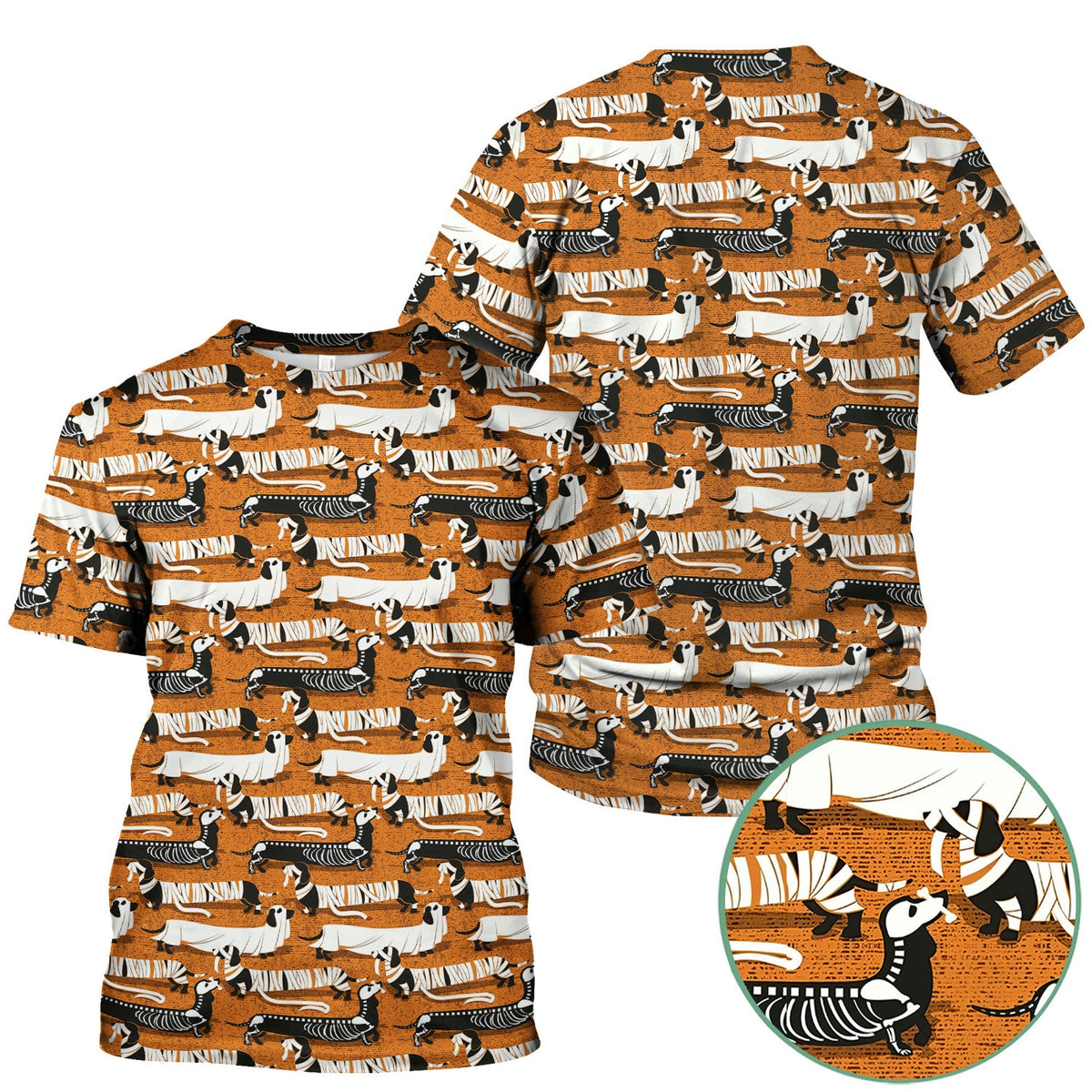 Dachshund Skeleton Nurse Scrub Top - Halloween Gift