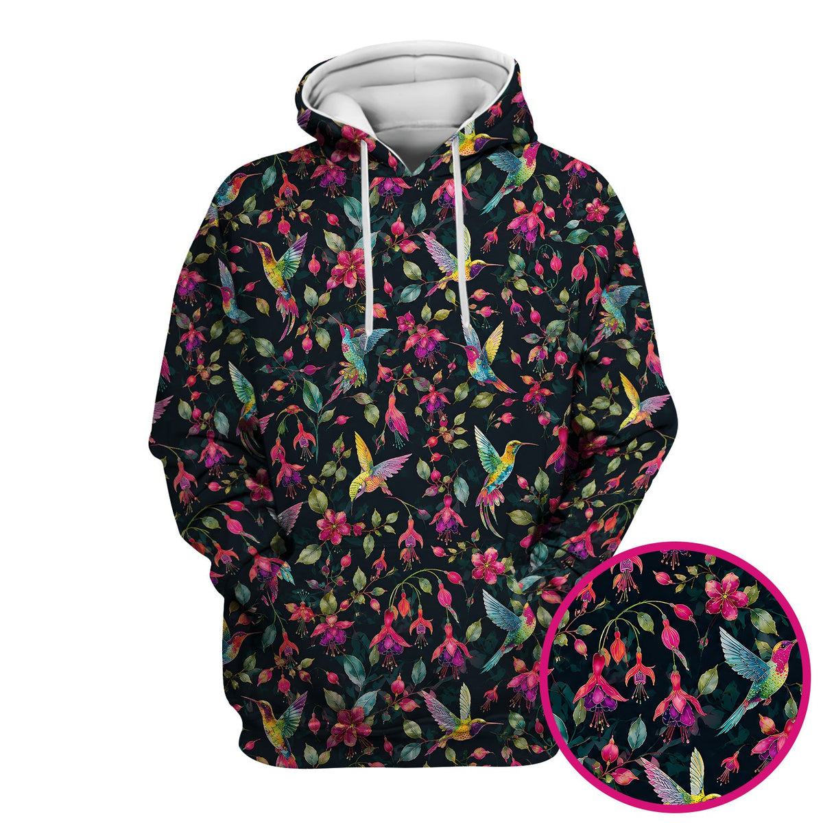 Hummingbird Fuchsia Bloom Nurse Scrub Top