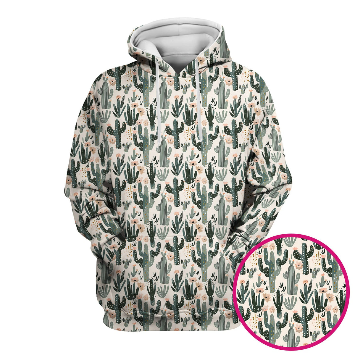 Green Cactus Desert Blossom Nurse Scrub Top