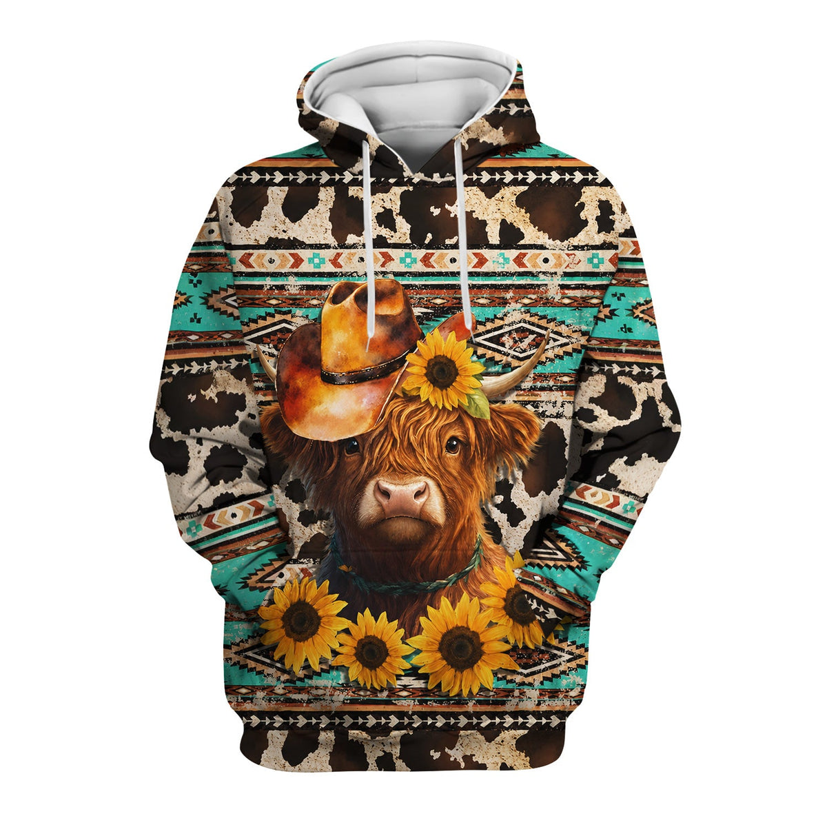 Western Highland Cow Sunflowers Nurse Scrub Top