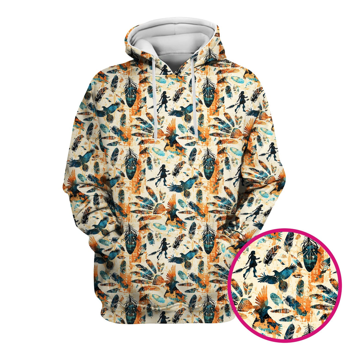 Feather Birds Tribal Nurse Scrub Top