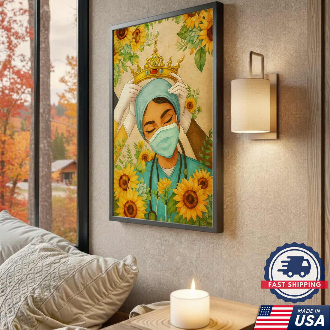 Crown Sunflower Nurse Canvas