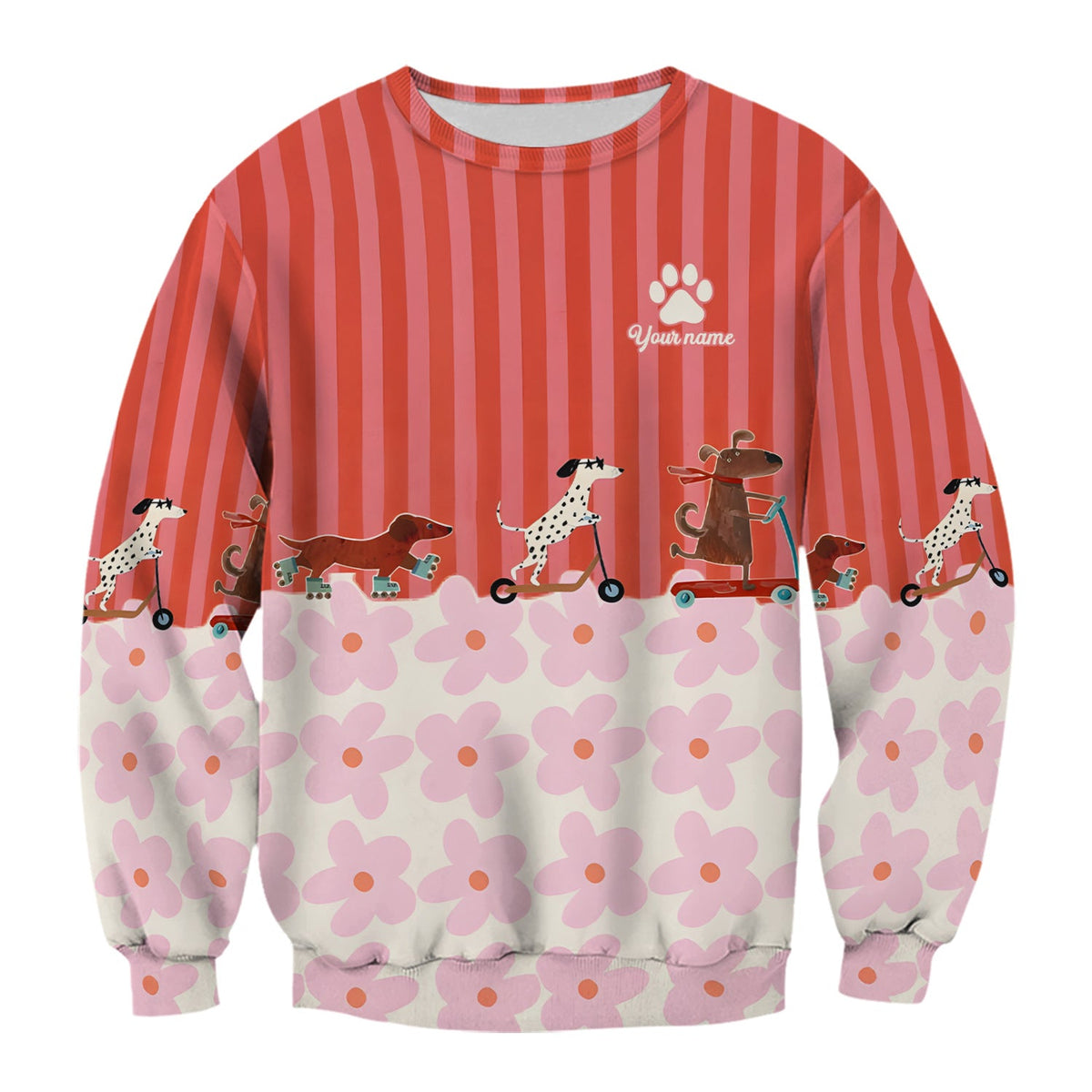 Personalized Dog Roller Skate Flower Nurse Scrub Top