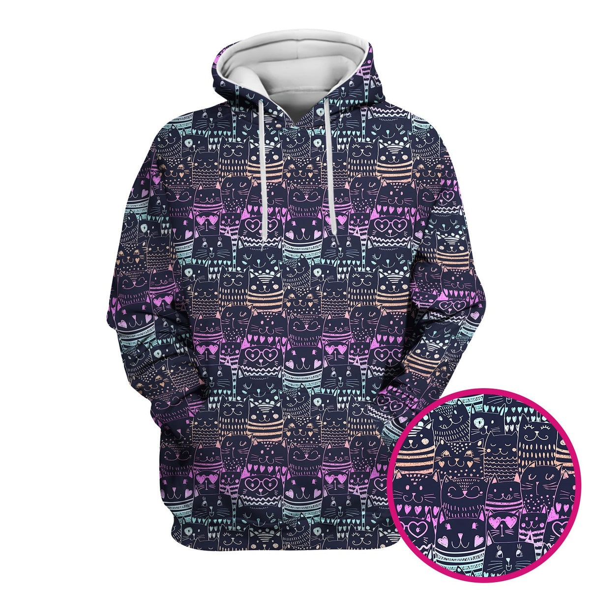 Neon Cat Faces Nurse Scrub Top