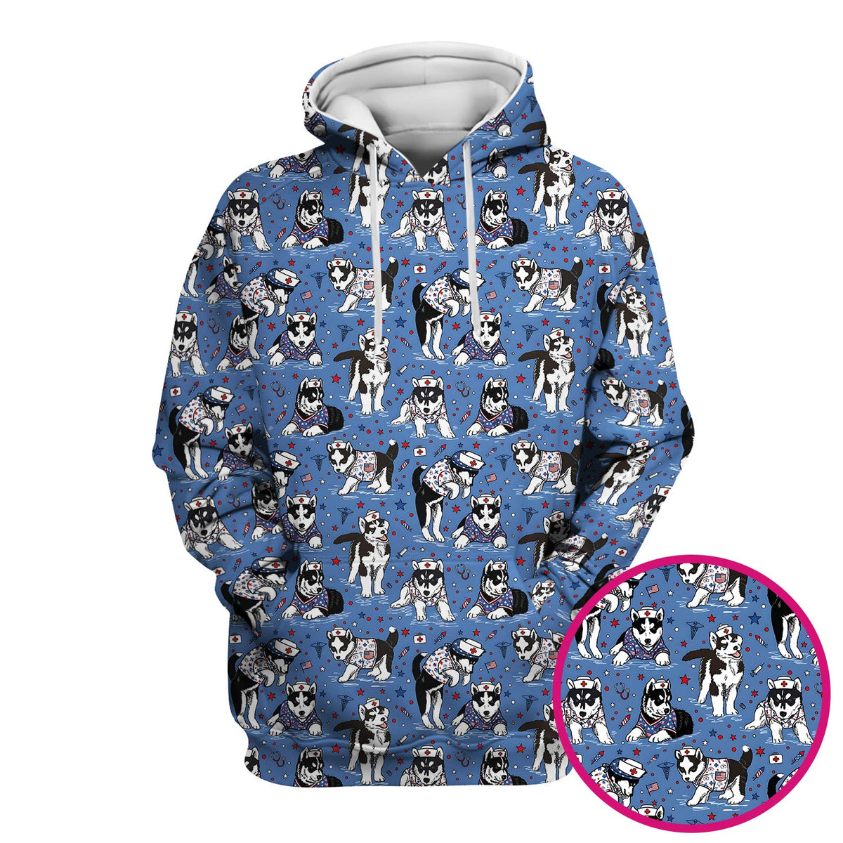 Husky Dog Nurse Scrub Top