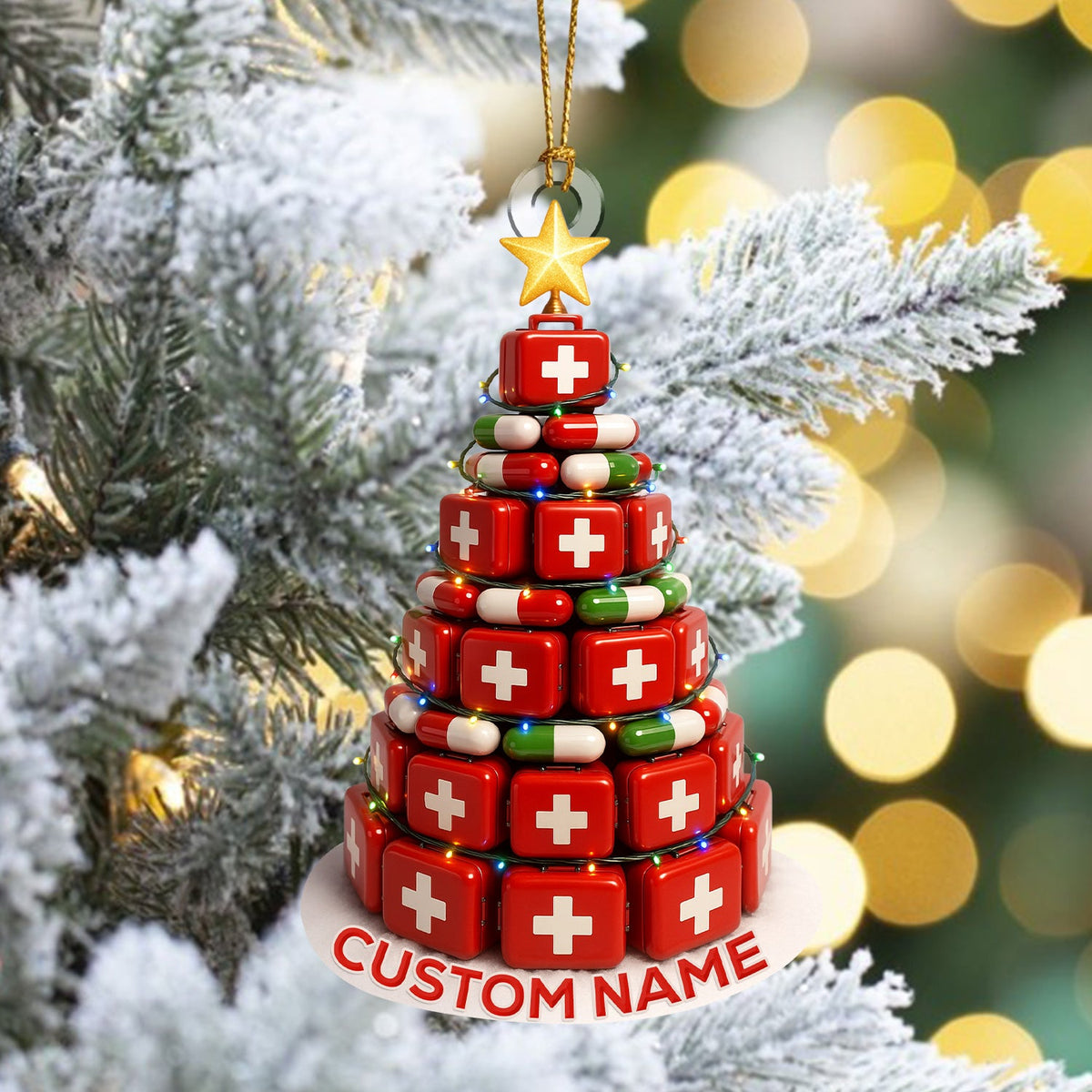 Personalized Pill Box Christmas Nurse Ornament