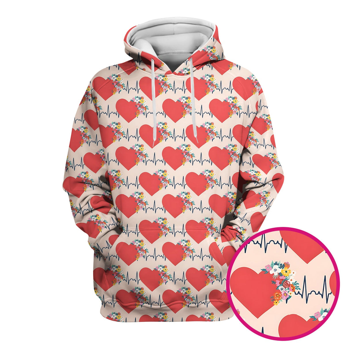 Heartbeat Floral Nurse Scrub Top