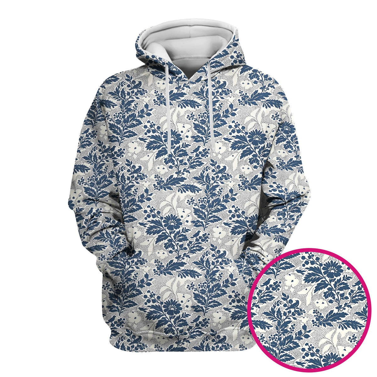 Cute Blue Floral Botanical Nurse Scrub Top