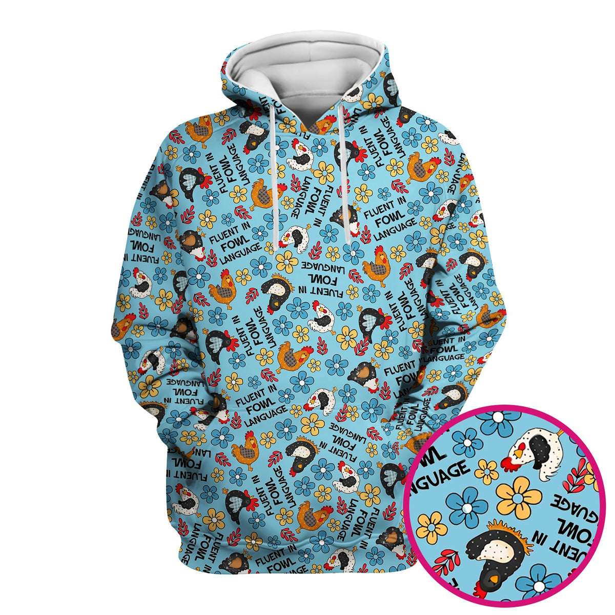 Funny Chicken Fluent in Fowl Language Pattern Scrub Top, Comfortable Scrubs for Nurses