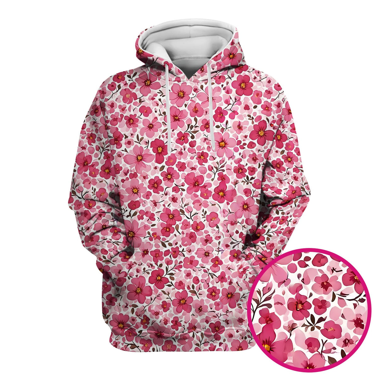 Pink Cherry Blossom Nurse Scrub Top
