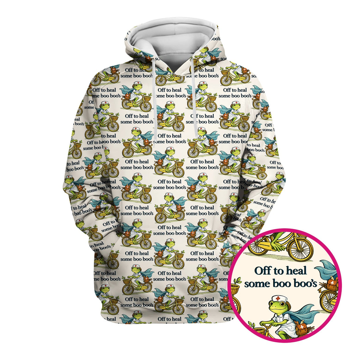 Frog Cycling Nurse Scrub Top