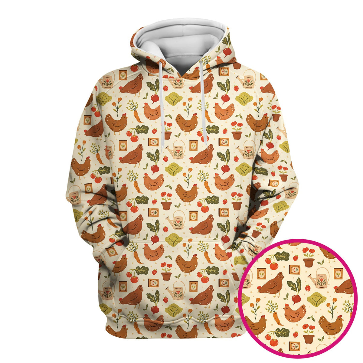 Rustic Farm Chicken Vegetable Nurse Scrub Top