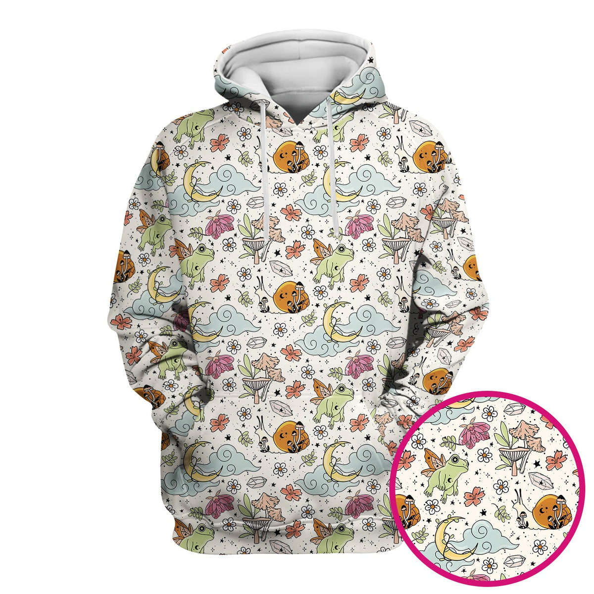 Whimsical Frog Moon Mushroom Nurse Scrub Top