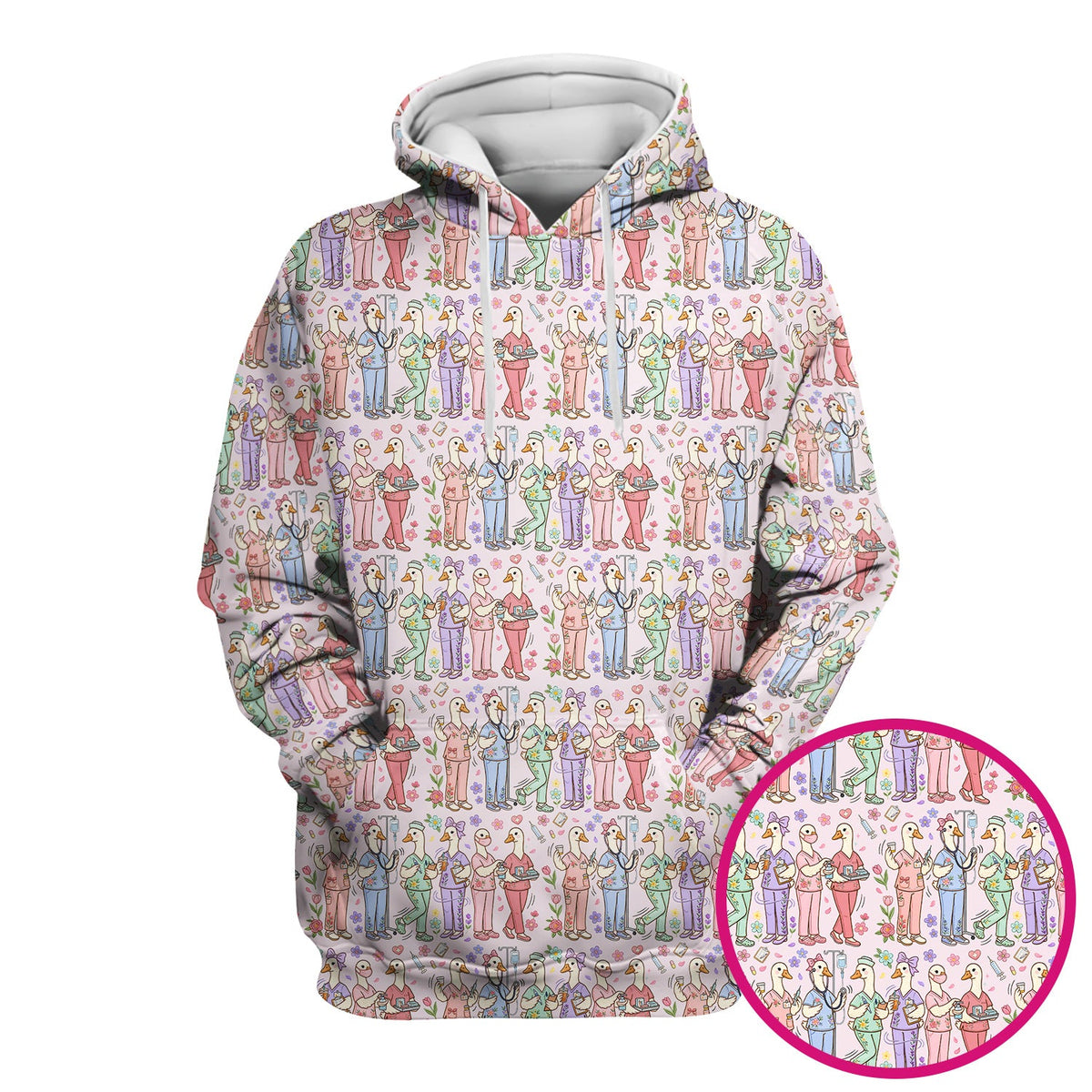 Goose Characters Floral Nurse Scrub Top