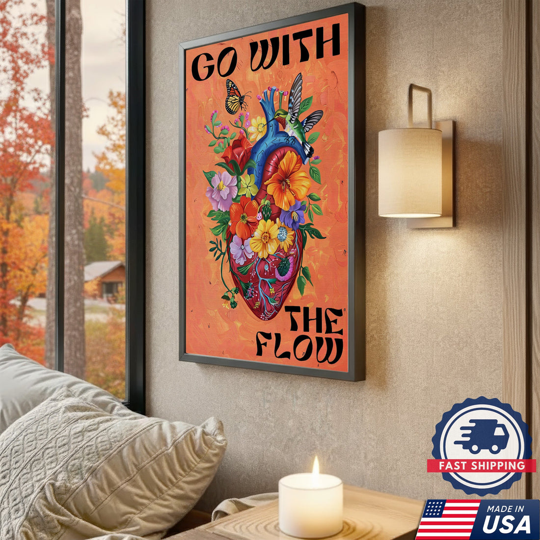 Go With The Flow Heart Flowers Nurse Canvas