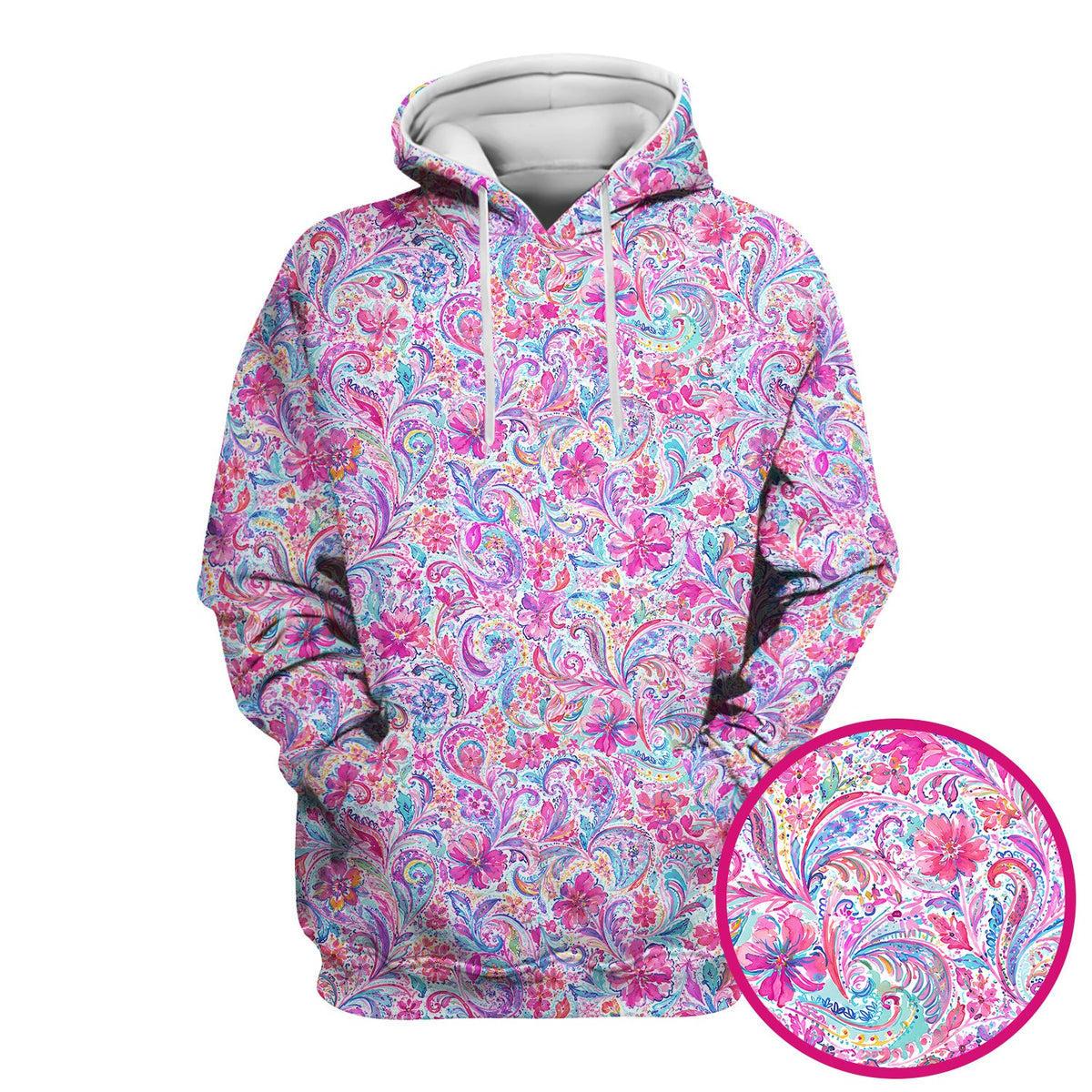 Elegant Pink Paisley Blossom Nurse Scrub Top