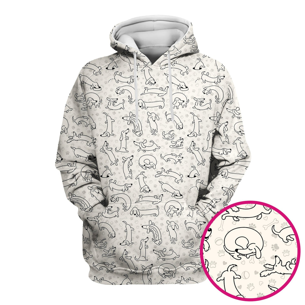 Dachshund Line Art Nurse Scrub Top