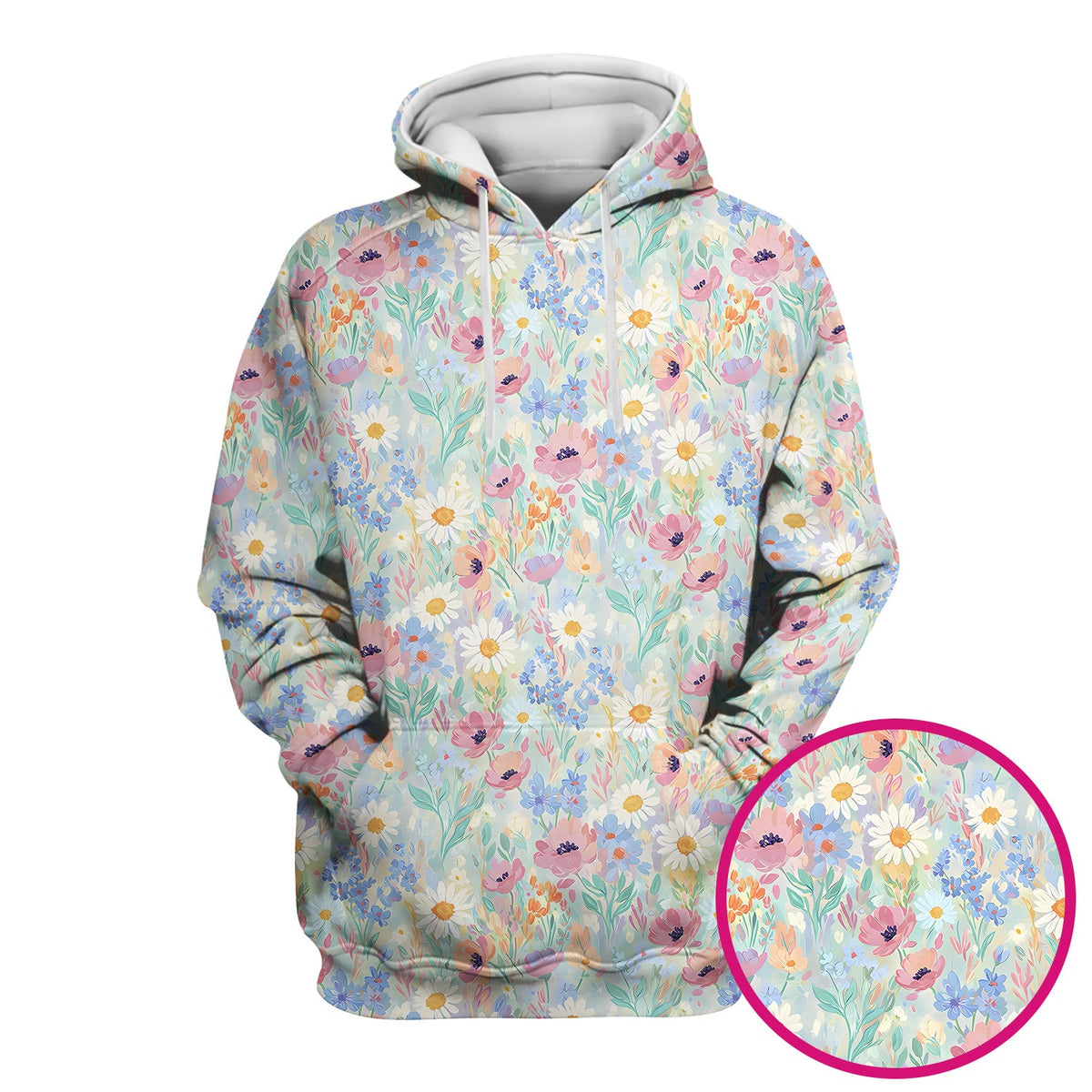 Pastel Wildflower Meadow Floral Nurse Scrub Top