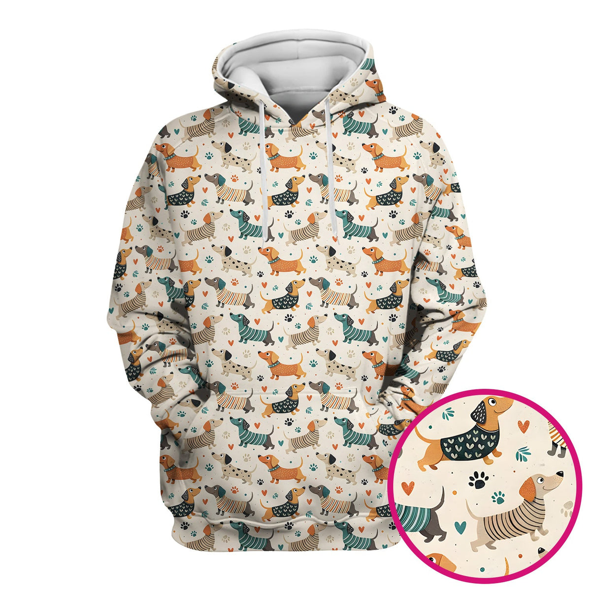 Fun Dachshund Paw Heart Nurse Scrub Top