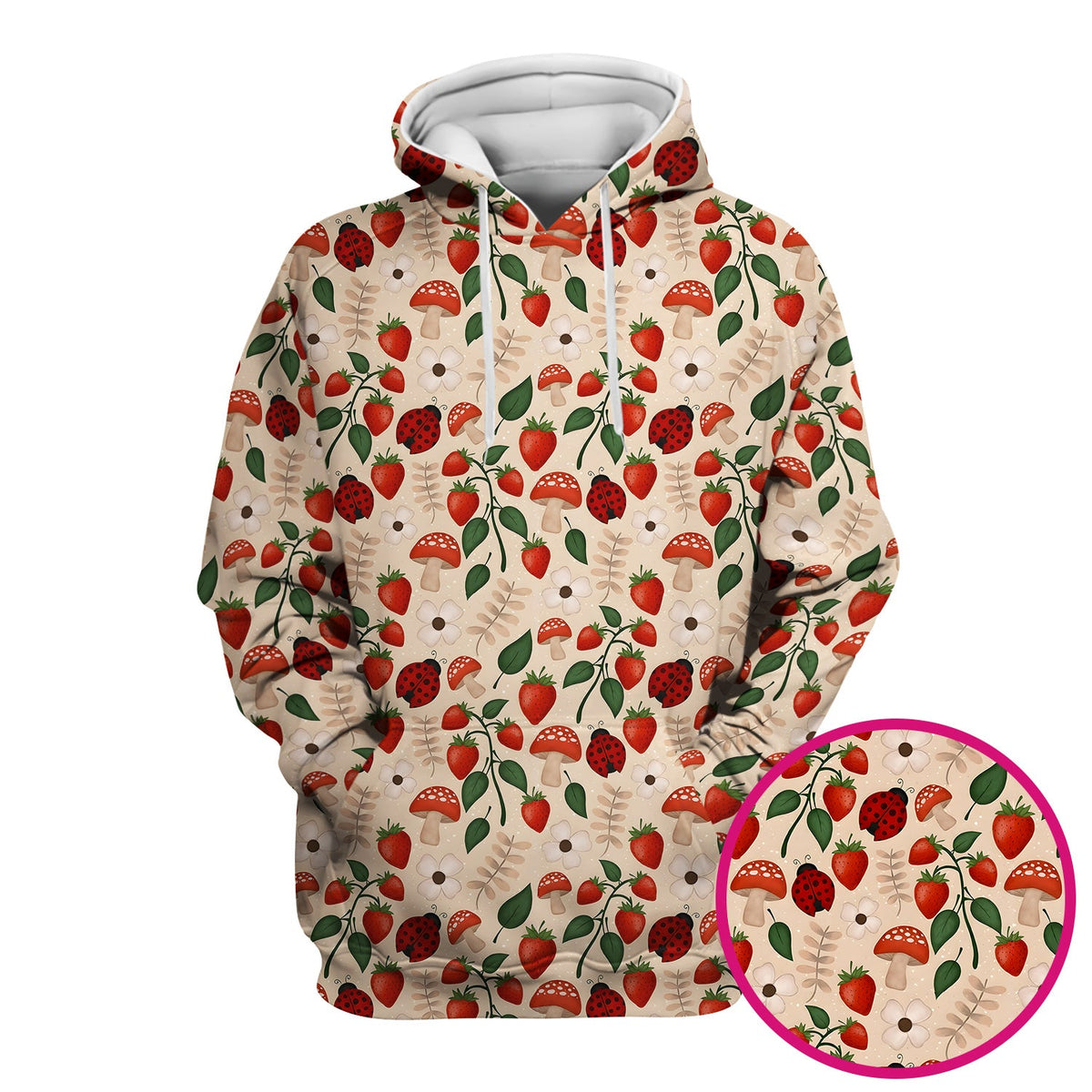 Strawberry Ladybug Mushroom Floral Nurse Scrub Top