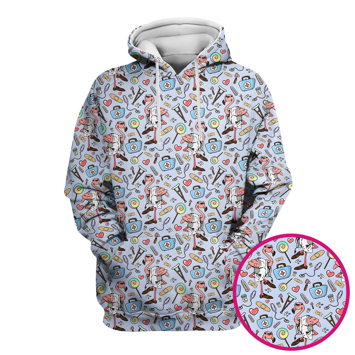Flamingo Medical Nurse Scrub Top