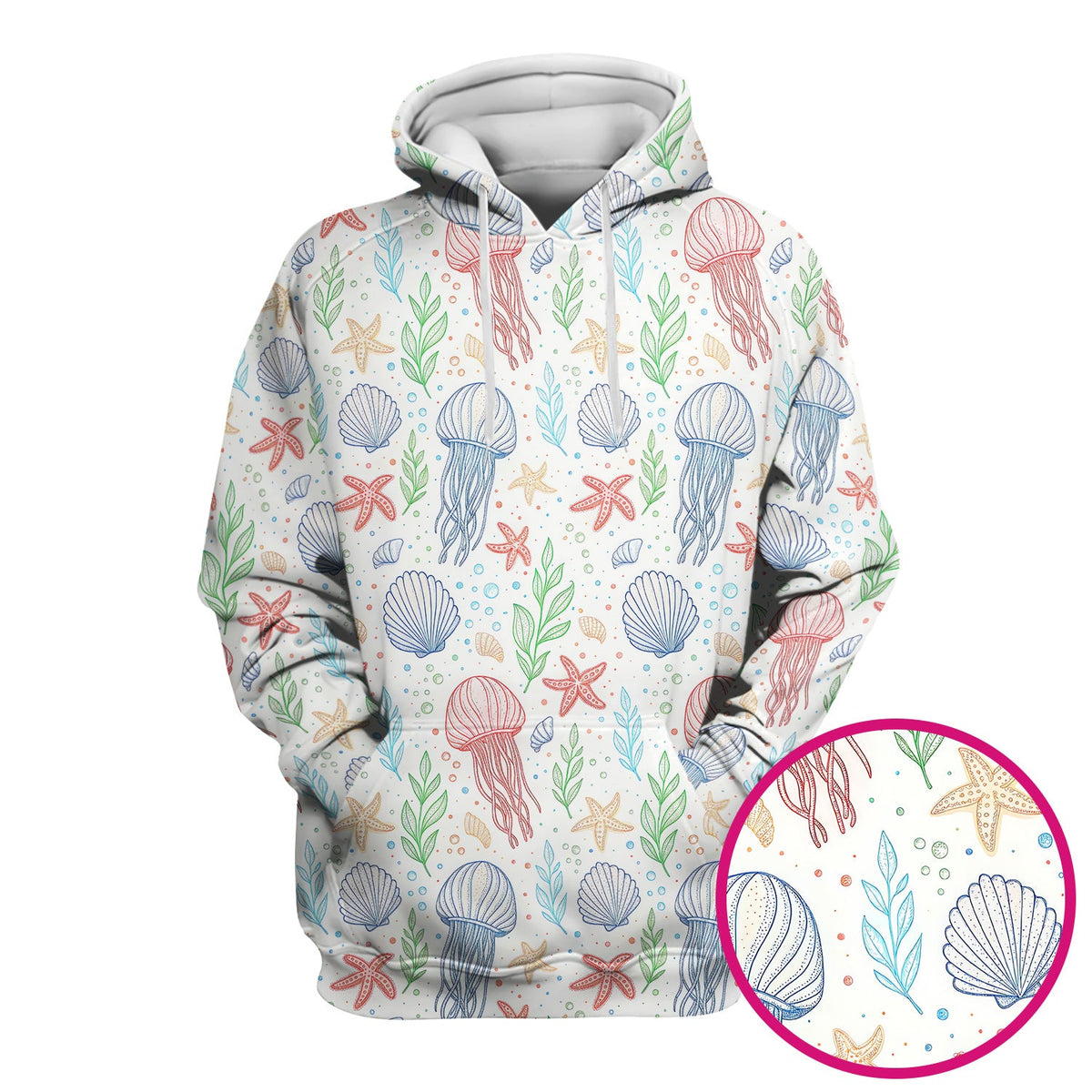 Ocean Jellyfish Starfish Seashell Nurse Scrub Top