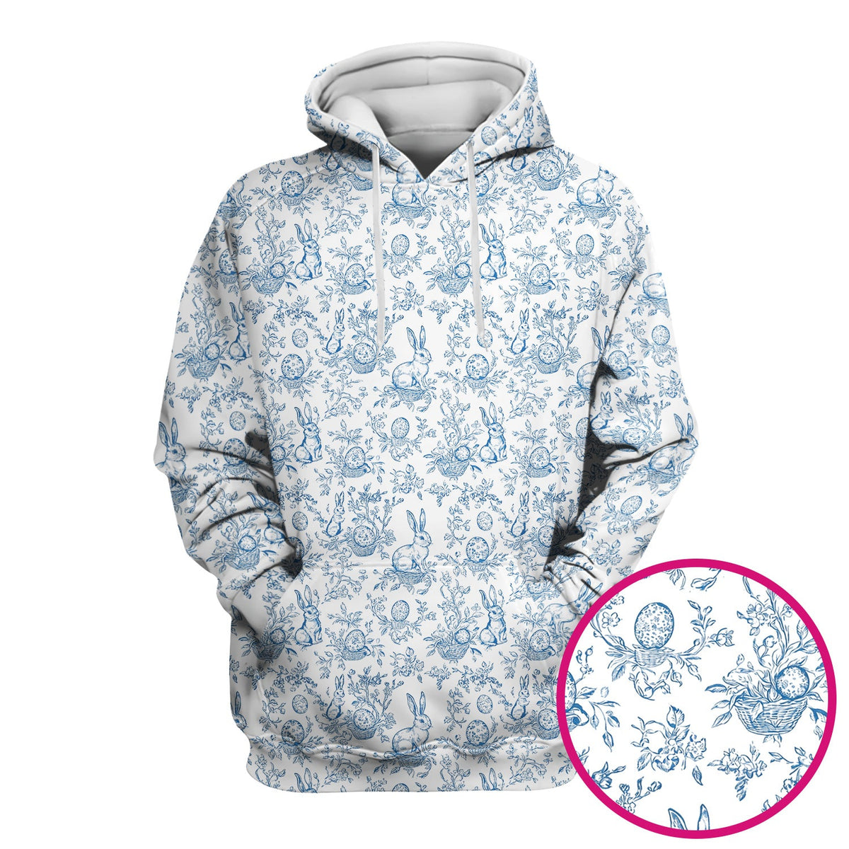Bunny Floral Egg Toile Nurse Scrub Top - Easter Gift