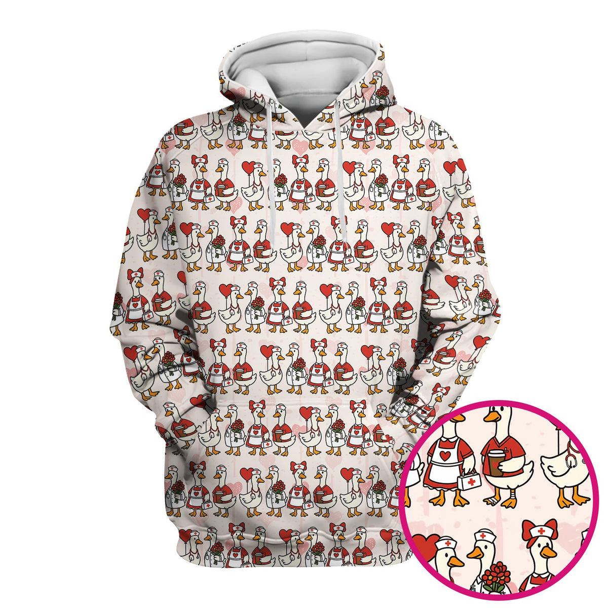 Valentine Nurse Goose Scrub Top