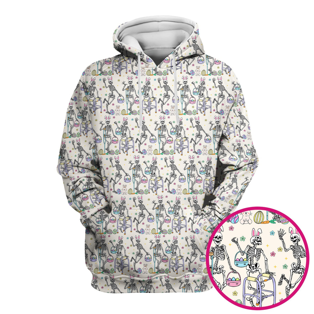 Fun Skeleton Bunny Nurse Scrub Top - Easter Gift