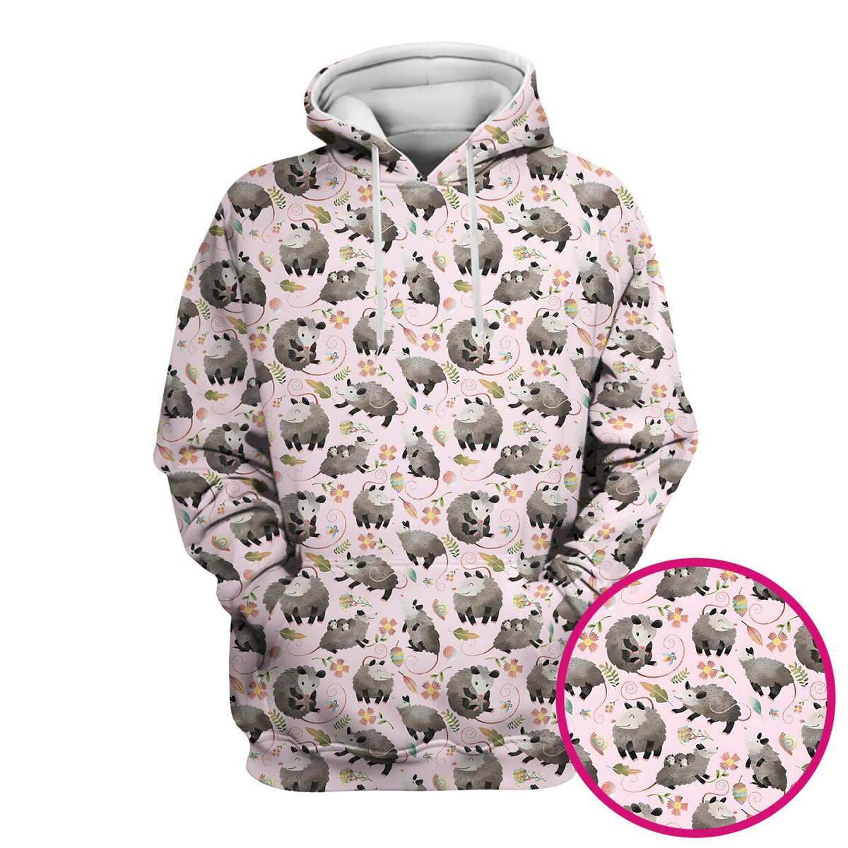 Opossum Playing Flower Garden Nurse Scrub Top