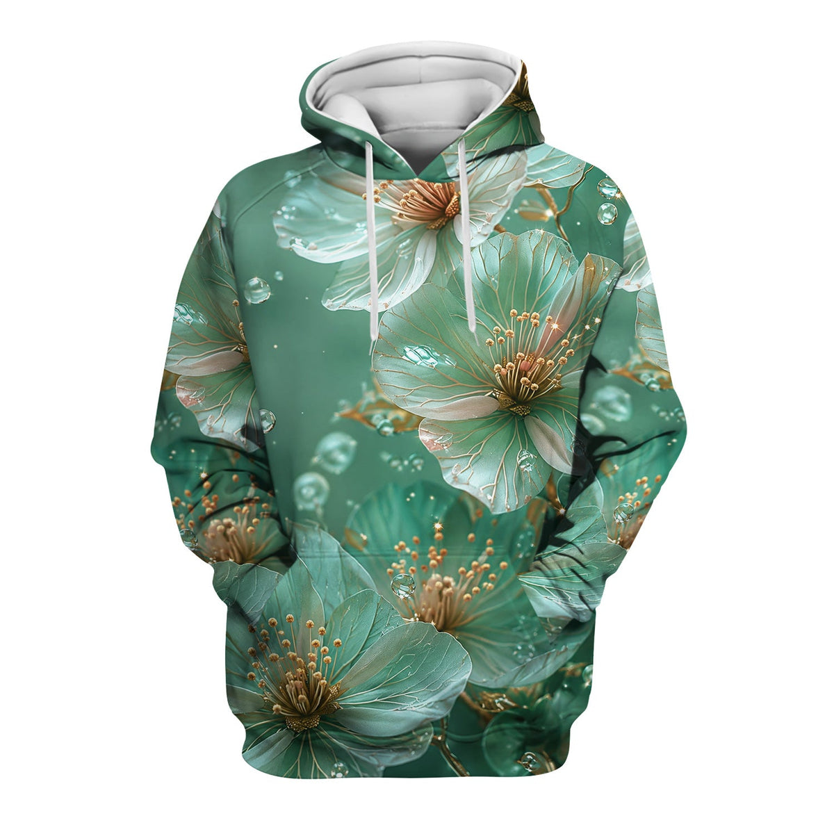 Elegant Mint Blossom Dewdrop Nurse Scrub Top