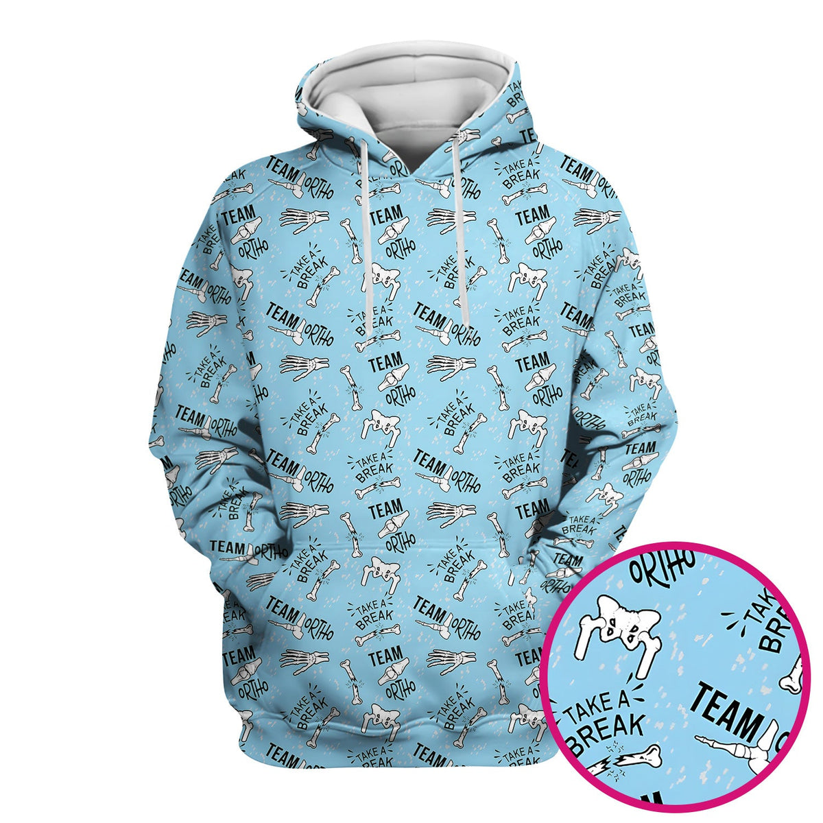 Team Ortho Bone Joint Print Scrub Top, Breathable Fabrics Nursing Uniform