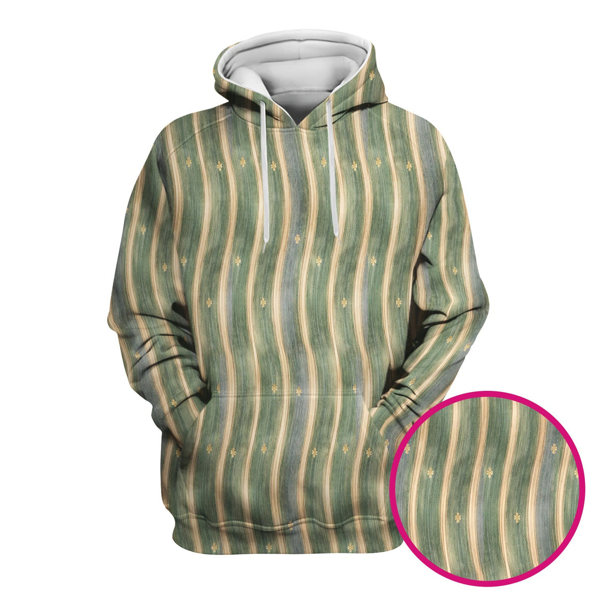 Nurse Green Vertical Stripe Floral Scrub Top