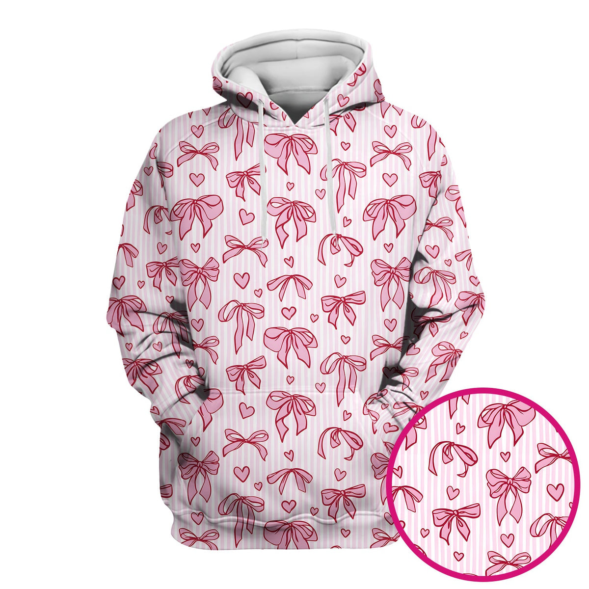 Pink Bow Heart Stripe Nurse Scrub Top