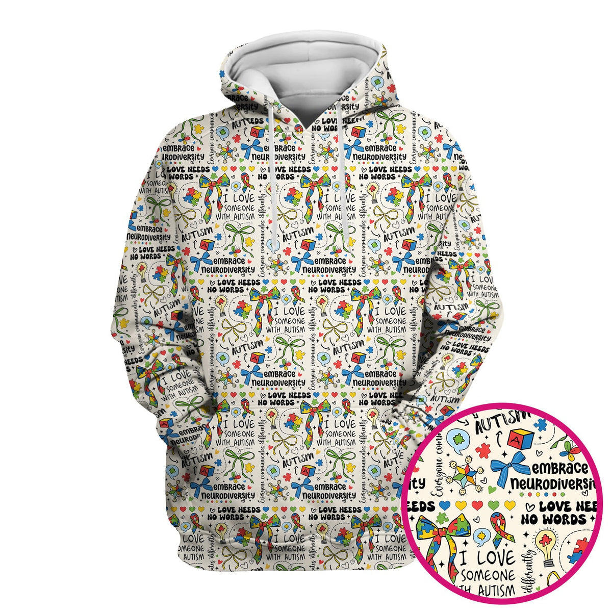 Autism Awareness Puzzle Ribbon Pastel Nurse Scrub Top