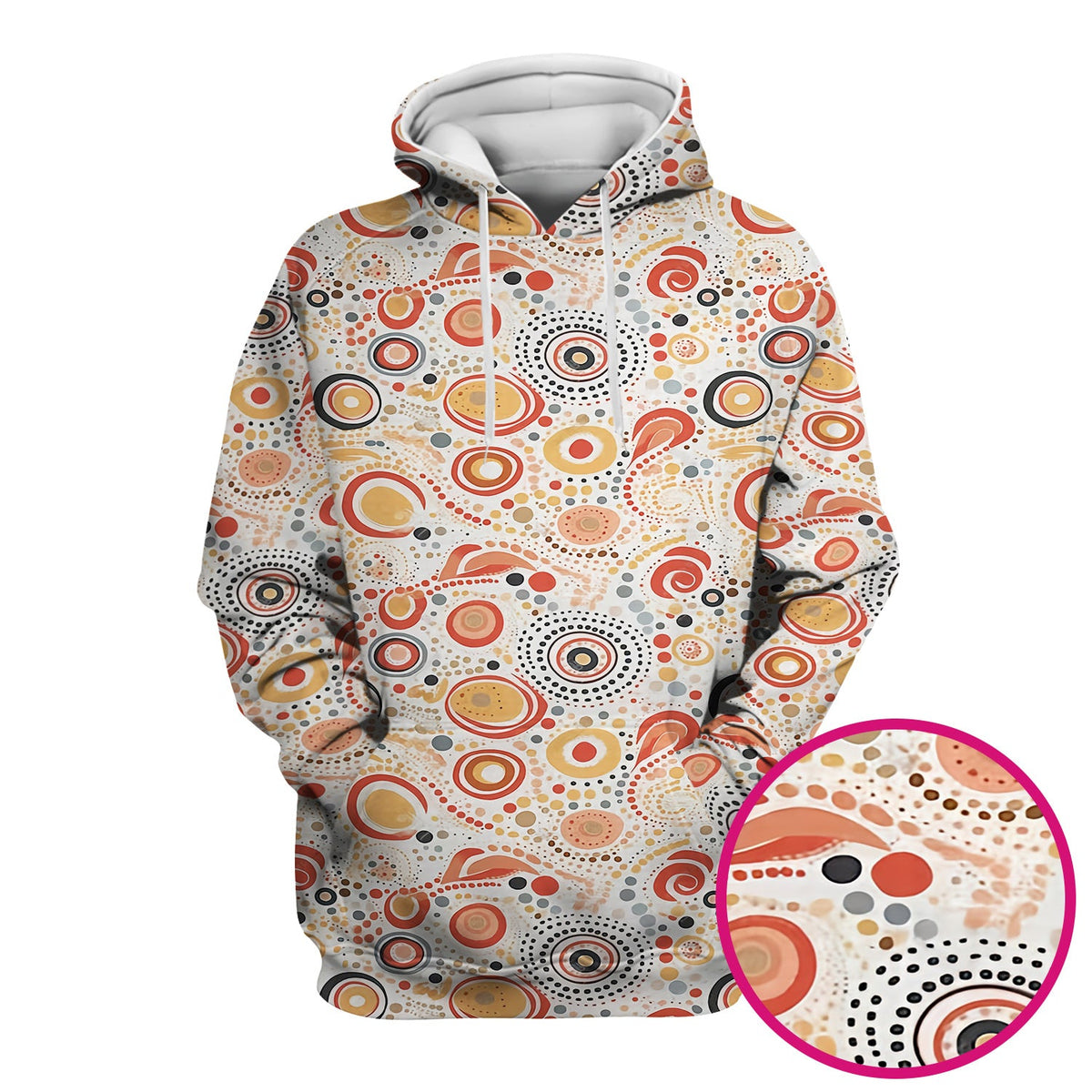 Abstract Earth Tone Dot Circle Nurse Scrub Top