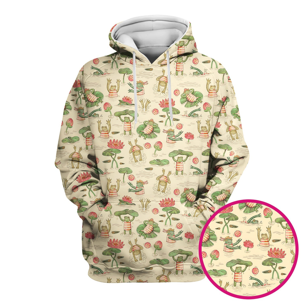 Frogs Swimming Lily Pond Nurse Scrub Top