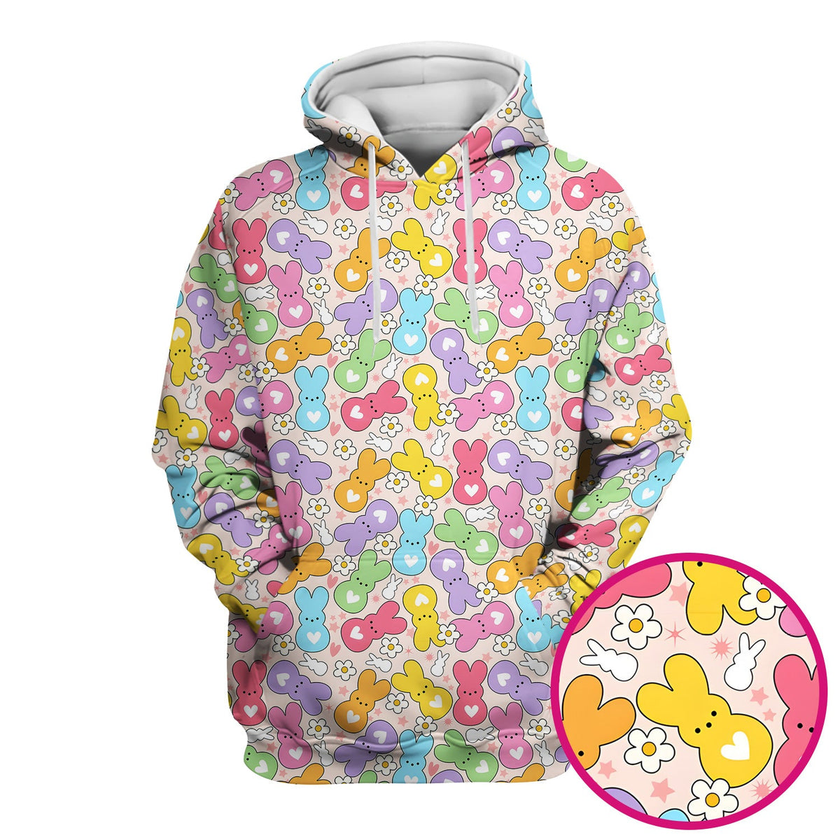 Sweet Pastel Bunny Daisy Scrub Top - Easter Gift For Nurse