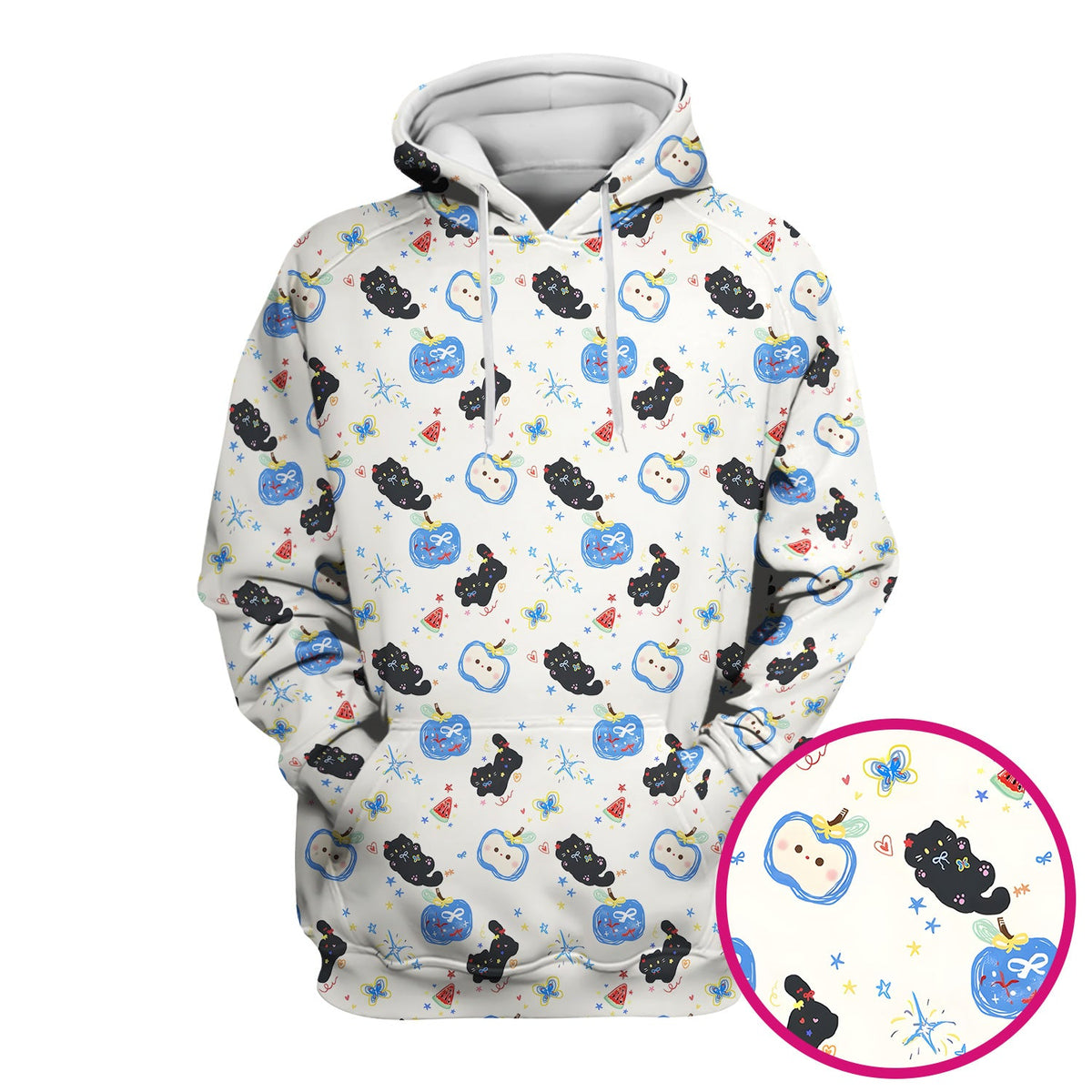 Cute Black Cat Apple Nurse Scrub Top