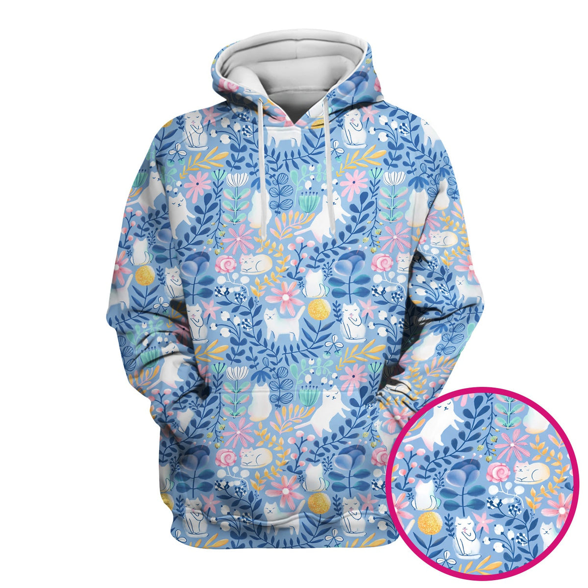 Whimsical Cat Floral Nurse Scrub Top