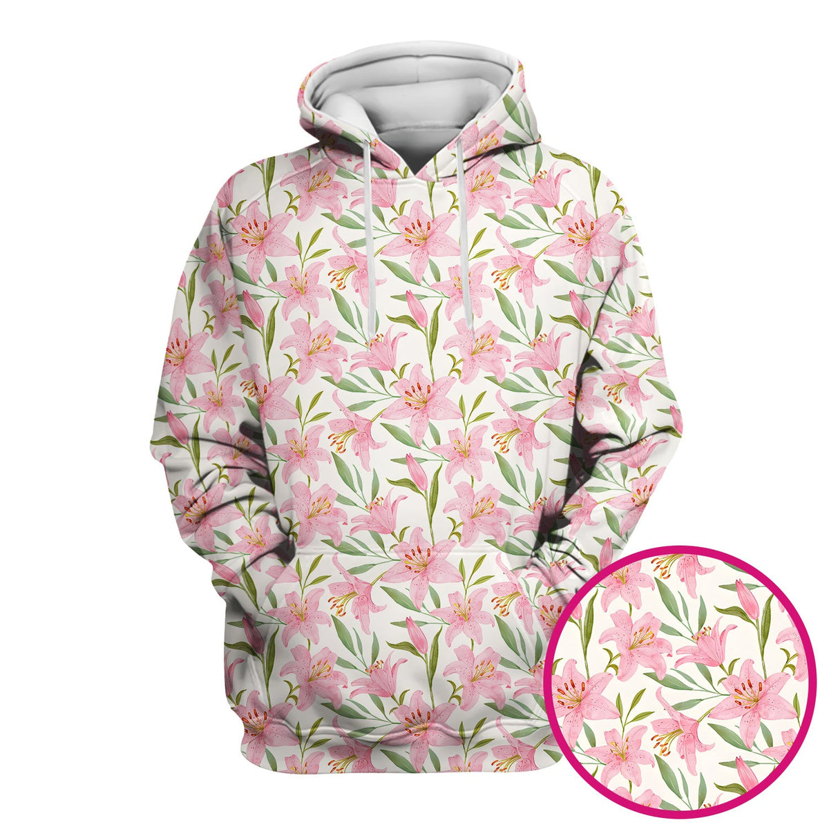 Pink Lily Floral Nurse Scrub Top