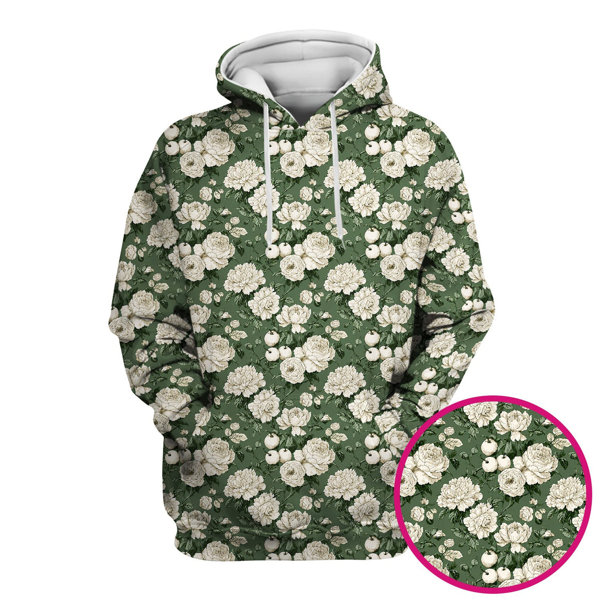 Elegant White Rose Garden Nurse Scrub Top