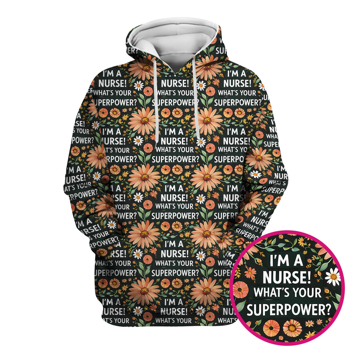 Superpower Floral Nurse Scrub Top