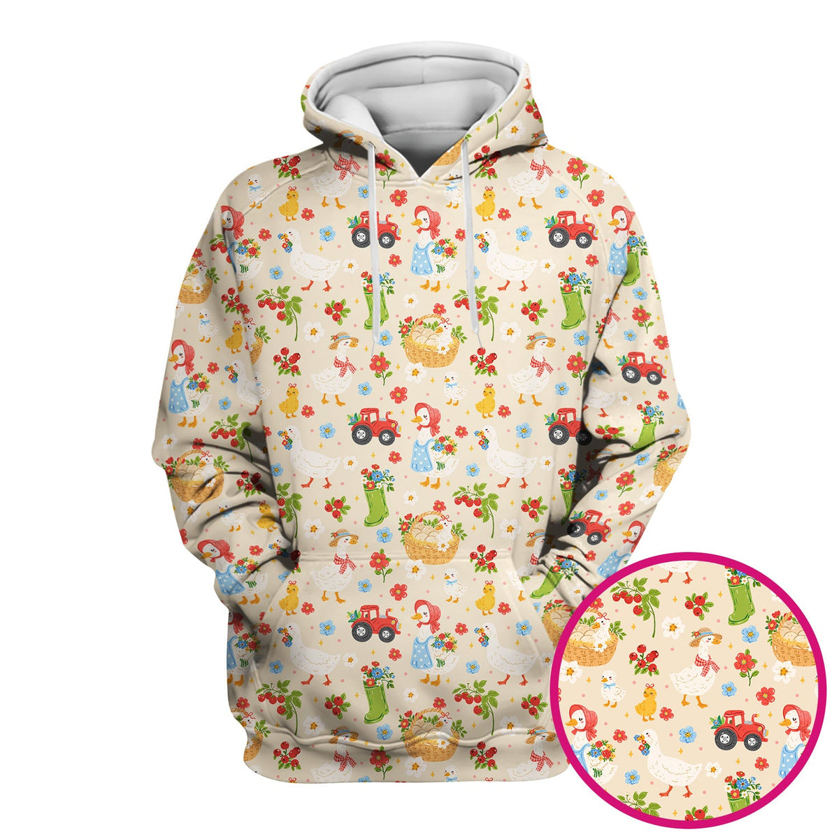 Farm Duck Chicken Tractor Flower Basket Nurse Scrub Top