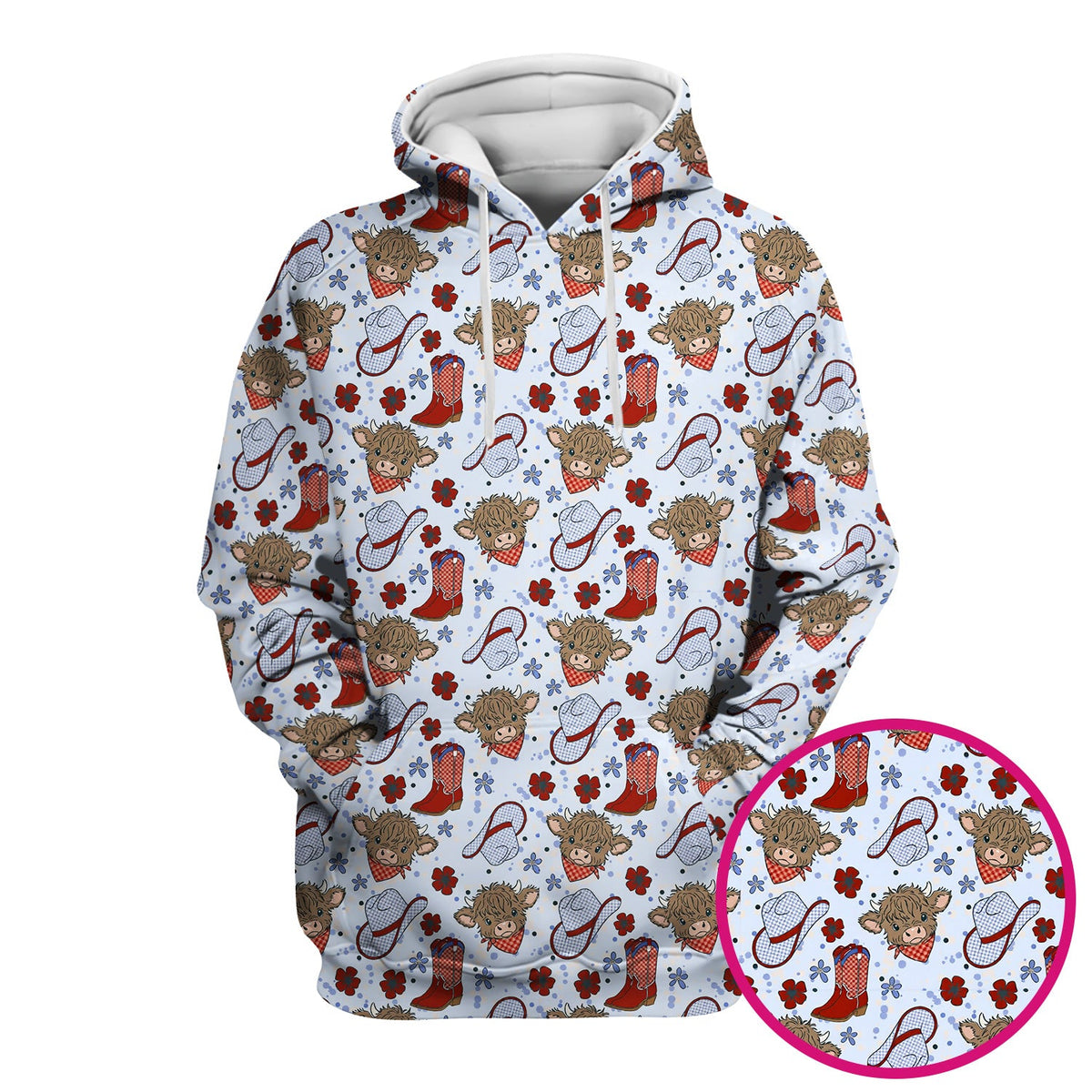 Highland Cow Cowboy Boots Nurse Scrub Top
